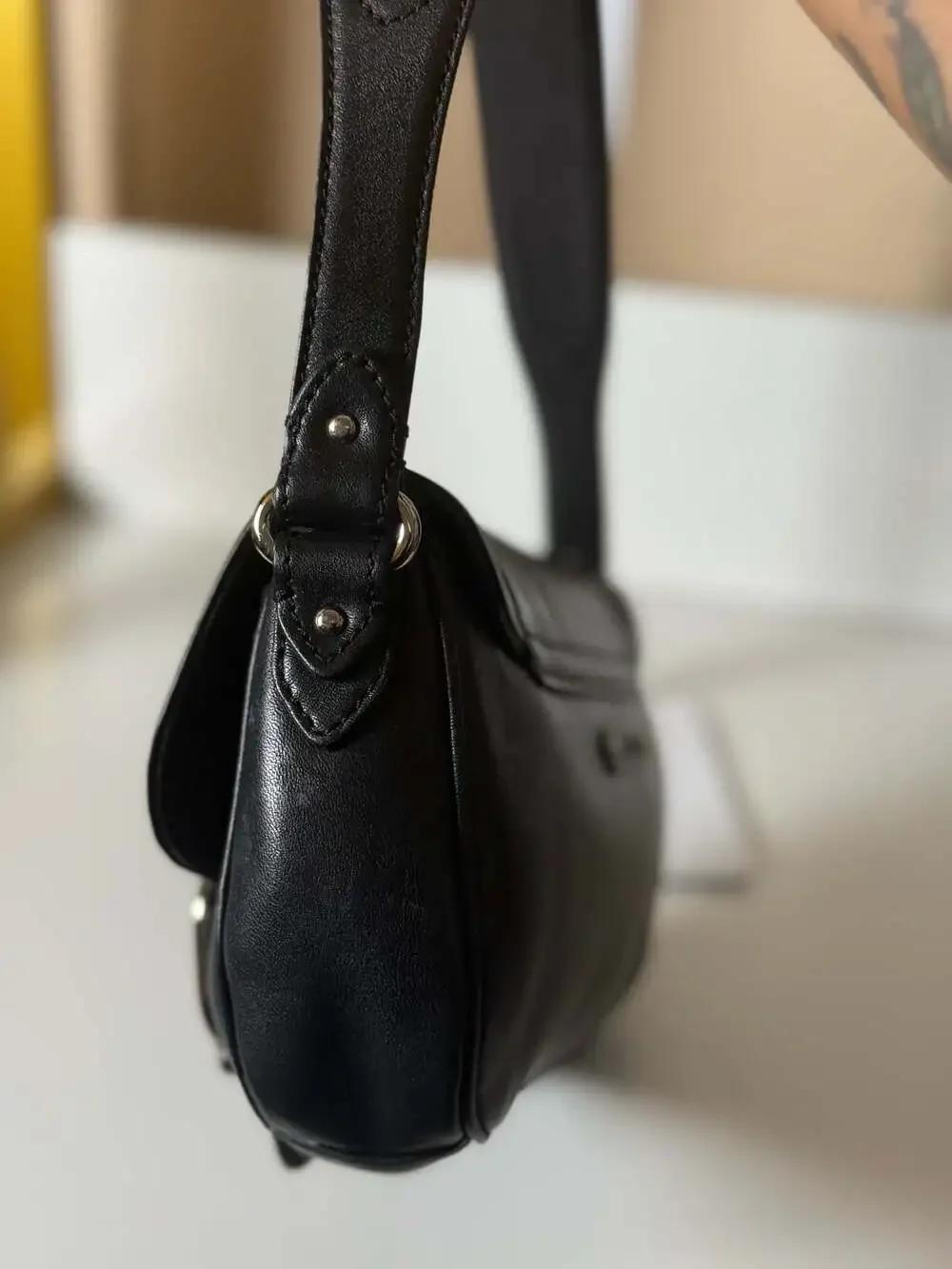 Cole Haan Alexa H04 Black Leather Equestrian Shoulder Bag